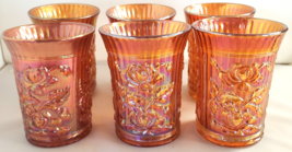 Imperial-Ohio Flat Tumbler Marigold Carnival Glass Lustre Rose Vtg 1930s Rare - £147.09 GBP