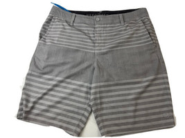 Hang Ten Board shorts Mens 36 Gray Striped Drawstring Swim Trunks Zip Pocket - £12.28 GBP