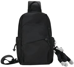 Small Black Sling Crossbody Backpack Shoulder Bag For Men Women,, Nylon, Medium. - £27.30 GBP