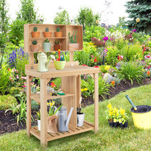 Outdoor Potting Bench Wooden Workstation Garden Potting Table w/Storage ... - $152.99