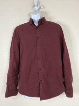 Denim &amp; Flower Men Size S Maroon Polka Dot Button Up Shirt Long Sleeve Singh - £5.01 GBP