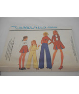 Vintage 70s Girls Size 6 McCalls t-shirt skirt pants jacket pattern 4666 - $368.20 MXN