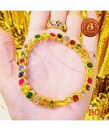 24K Thai Yellow Bracelet Bangle Gem Pinchbeck Jewel CZ Gold Plated 6,7,8... - £30.44 GBP