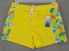 Nina Capri Shorts Womens SZ 12 Yellow Hibiscus Drawstring Hook &amp; Loop Fl... - $4.99