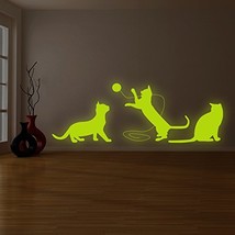 ( 94&quot; x 34&quot; ) Glowing Vinyl Wall Decal Cute Cats Playing / Glow in Dark Sea Happ - £175.19 GBP