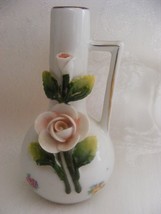 Vintage Art Porcelain Pottery 4&quot; Bud Vase Pitcher Germany Pink Yellow #2 - $577.03 MXN