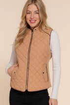 Suede Piping Quilted Padding Vest - $37.95