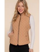 Suede Piping Quilted Padding Vest - $53.18 CAD