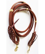 Horse  Western Amish Made Harness Leather Rolled Tie End Reins Brass 66RT13 - $564.18 MXN