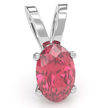 Pink Tourmaline Oval Solitaire Pendant In 14k White Gold - £211.52 GBP