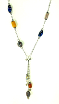 Artisan Necklace Sterling Silver Chain &amp; Wire Wrapped African Beads 24&quot; Handmade - £133.19 GBP
