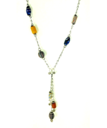 Artisan Necklace Sterling Silver Chain &amp; Wire Wrapped African Beads 24&quot; ... - £132.68 GBP