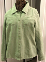 Susan graver long sleeve suede style fabric green Womens size medium - £7.49 GBP