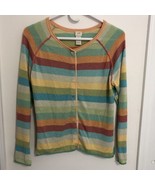 J. Jill Sweater Cardigan Women&#39;s Petite M Knit Striped Snap Sweater PM - £16.18 GBP