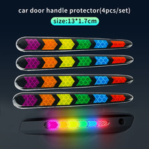 4x Rainbow Colorful Reflective Strip Car Door Handle Safety Warning Sticker Trim - £6.27 GBP
