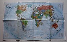 Folding Map The World one sided map National Geographic 2015 - £3.92 GBP
