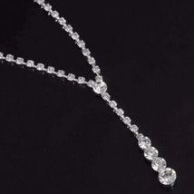 10Ct Round Cut Simulated Moissanite Tennis Necklace 14K White Gold Plated Silver - £569.77 GBP