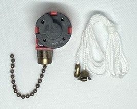 3 Speed Rotary Fan 4 Wire Replacement Speed Control Ceiling Fan Switch Pull Chai - £8.64 GBP