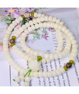 108 beads Buddha prayer bracelet natural beads handmade necklace Lotus Pendant - $44.36