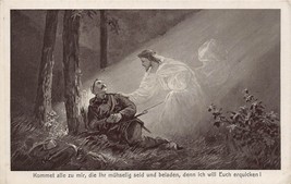 Kommet Alle Zu mir-Ich Will Euch~Wounded German Soldier Sees JESUS~WW1 Postcard - £8.86 GBP