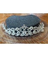 DAVID’S DAVIDS BRIDAL TIARA SILVER tone metal WHITE PEARL RHINESTONE FLORAL - $29.70
