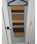 John W. Nordstrom 100% Cashmere Scarf Brown Tan Striped Fringe Soft &amp; Lu... - $18.69