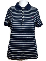 New Lauren Ralph Lauren Polo Shirt Women Medium Blue Classic Short Sleev... - £23.77 GBP