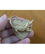 (b-allig-12) Alligator gator swamp lake heart brass pin brooch love FL g... - €16,84 EUR