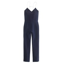 NWT Womens Size 8 J. Crew Navy Blue Pure Silk Ankle-Length Strappy Jumpsuit - £50.38 GBP