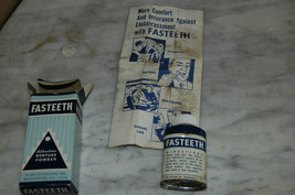 Vintage Dental Fasteeth Alkaline denture powder Original Box &amp; TIn - £7.80 GBP