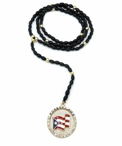 [Icemond] Puerto Rico Medallion Pendant Wooden Rosary Necklace - £14.93 GBP