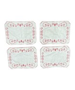 Vintage Embroidered Red Scrolls Set Of 4 Dining Room Embroidered Place M... - $22.89