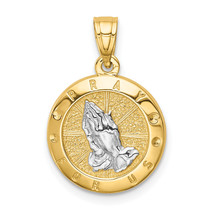 14K w/Rhodium Praying Hands Pendant C4783 - £124.21 GBP