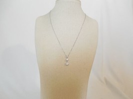 Department Store 925 Sterling Silver Cubic Zirconia Linear Pendant Necklace F424 - £26.85 GBP