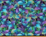 Cotton Utopia Metallic Blue Leaves Packed Nature Fabric Print by Yard D4... - £11.75 GBP