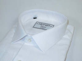 Men's Dress Shirt Charles TYRWHITT Turkey 100% Cotton CHT-16 White Pique image 5