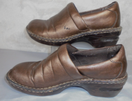 BOC Born Concept Shoes Womens 8.5 Bronze Slip On Clogs Leather Wedge Heels Nurse - £13.18 GBP