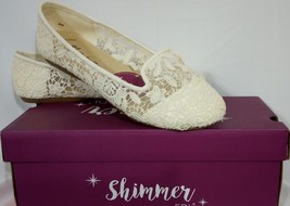 Shimmer Crochet Textile Memory Form Comfortable Ballet Shoes Ivory Sz 8.5M - £21.16 GBP