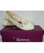 Shimmer Crochet Textile Memory Form Comfortable Ballet Shoes Ivory Sz 8.5M - $26.98