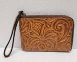 Patricia Nash Cassini Florence Brown Tooled Leather Wristlet Bag Pouch P... - $29.60