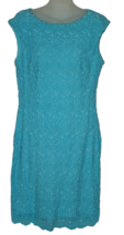 Lauren Ralph Lauren Turquoise Sleeveless Cotten Lined Lace Dress Size 12 - $34.64
