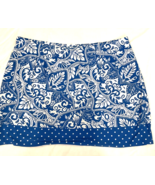 Susan Graver Blue and White Floral and Polka Dot Lined Knit Pencil Skirt... - £18.75 GBP