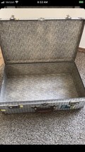 Vintage Metal Suitcase with Bahama Travel Sticker Likely Bakelite Handle - $240.00