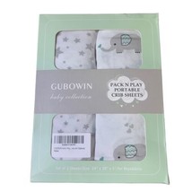 Gubowin Baby Collection Crib Sheets Stars Elephants Unisex Pack N Play P... - £14.68 GBP