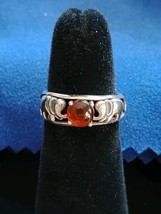 925 Sterling Silver 7mm Wide Amber stone Elephant Ring SZ 7.25 Free Ship... - $367.22 MXN