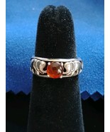 925 Sterling Silver 7mm Wide Amber stone Elephant Ring SZ 7.25 Free Ship... - $28.07 CAD