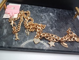 Juicy Couture Adjustable Gold Chain Belt W/ Rhinestone Charms Sm/Md NWTS! - $21.29