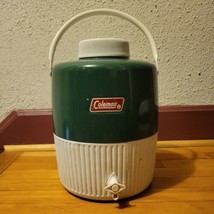 Vintage Coleman Water Jug Cooler Green - 2 Gallon - Camping w/ Drink Cup Faucet - £23.20 GBP