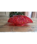 Vintage Red FENTON Carnival Glass Banana Boat Bowl 12&quot; - £95.43 GBP