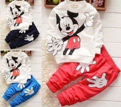 Outfits ! 2Pcs Baby Boys Girls Mickey Mouse Coat + Pants Set Kids Casual... - £12.78 GBP